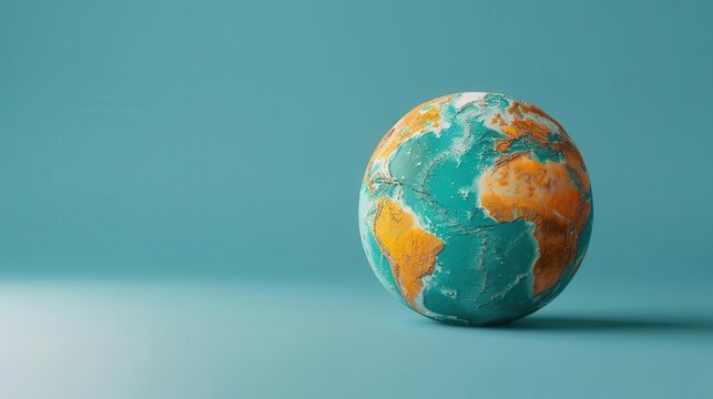 A colorful globe showcasing the continents, symbolizing geography, exploration, and global awareness against a soft blue background.