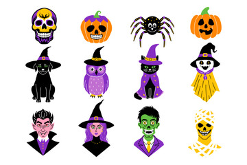 Set of characters  on the theme of the Halloween holiday.