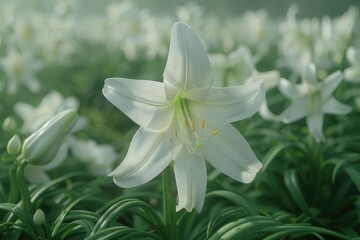 White lilies in beautiful garden setting. © darshika