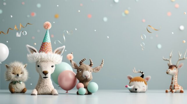 A whimsical illustration of a springbok wearing a party hat and streamers.