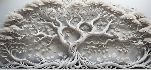 3D rendering tree intricate details is made up multiple branches