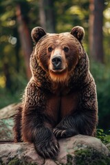 Obraz premium Beautiful brown bear in nature. Selective focus.