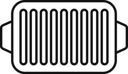 Simple black and white line drawing of a grill pan, perfect for illustrating recipes or cooking concepts