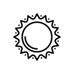 Black line icon for sun