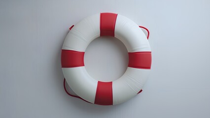 A red and white life preserver isolate on white background