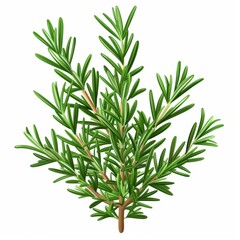 Fototapeta premium Rosemary clipart, herb element, realistic, green sprigs, isolated on white background