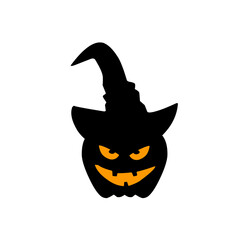 Halloween pumpkin in a witch hat