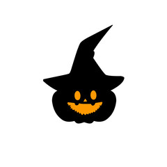 Halloween pumpkin in a witch hat