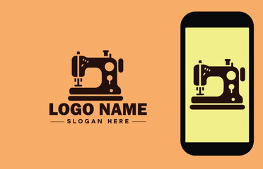 Sewing machine icon Sewing device Stitching machine Tailoring machine flat logo sign symbol editable vector