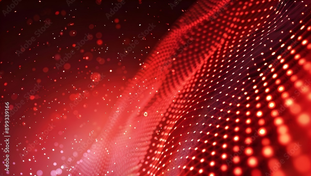 Poster red background with a gradient of dots and circles, creating an abstract texture for commercial use.