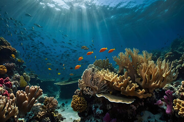 Vibrant Coral Reef Ecosystem Underwater Exploration. 