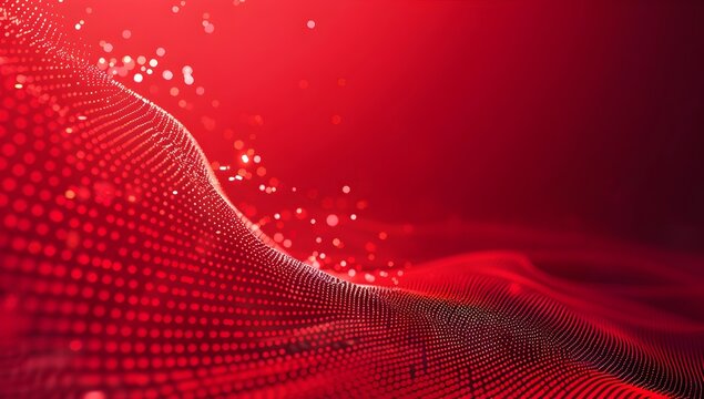 Red background with a gradient of dots and circles, creating an abstract texture for commercial use. The red color evokes passion while adding depth to the design. This pattern is suitable as a wallpa