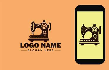 Sewing machine icon Sewing device Stitching machine Tailoring machine flat logo sign symbol editable vector