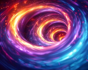 Obraz premium Glowing Digital Vortex with Swirling Neon Lines and Vibrant Cyber Background
