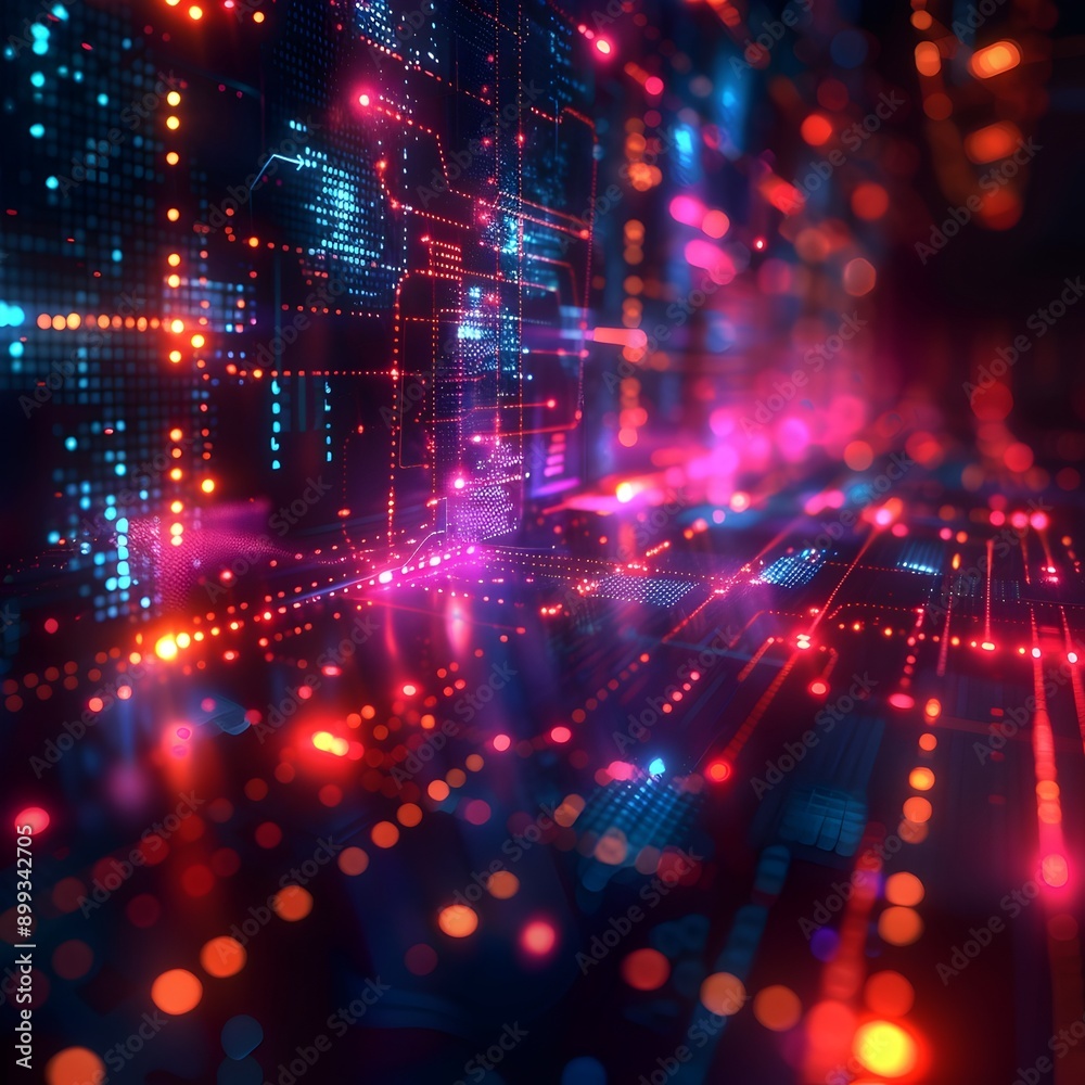 Sticker futuristic digital holographic data visualization abstract background