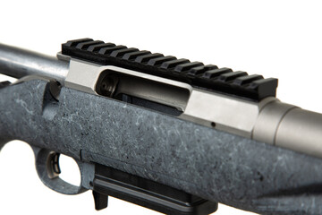 Modern bolt carbine isolated on white background. Weapons for sports, hunting and self-defense.