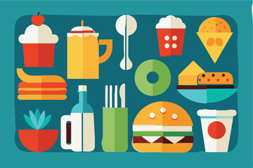 food and drink icons vector illustration 