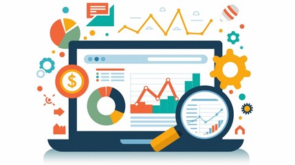 Obraz premium Business documents on office table with Smartphone and Laptop computer and graph financial with social network diagram. Social Media Research
