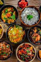 Composition with variety of east asian dishes