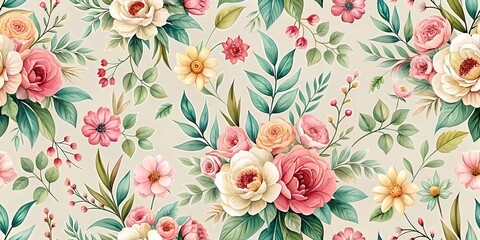 Seamless floral pattern minimalistic style AI-Generated Content