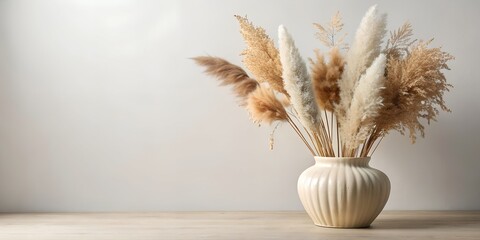 Naklejka premium Dried flowers pampas grass in the ceramic vase Generative AI