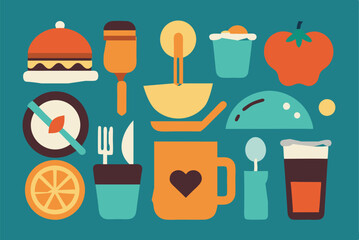 food and drink icons vector illustration 