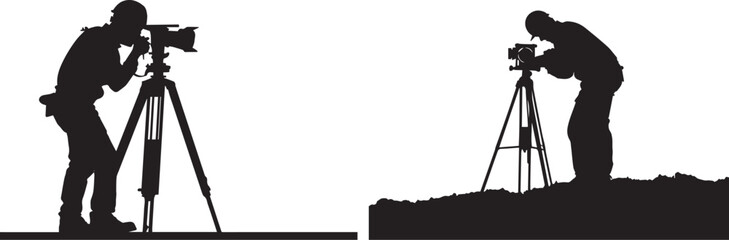 Silhouette of an engineer using a theodolite on a construction site, symbolizing precision and expertise on Engineers Day, Surveyor City Graphic Background