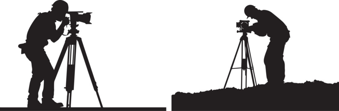 Silhouette of an engineer using a theodolite on a construction site, symbolizing precision and expertise on Engineers Day, Surveyor City Graphic Background