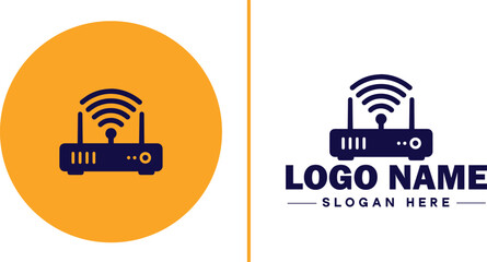 Obraz premium Wi-Fi Router icon Wireless router Wi-Fi access point Network router flat logo sign symbol editable vector