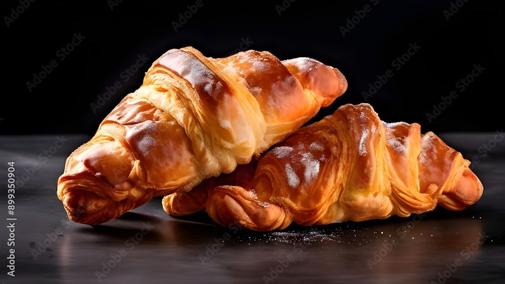 Wall mural french croissant in studio background