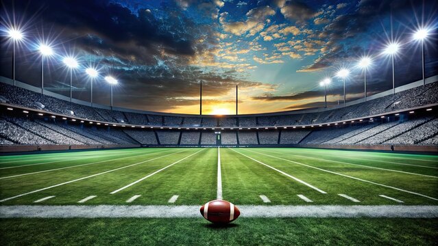 View from endzone of football field sidelines , football, field, sports, game, sideline, players, athletes