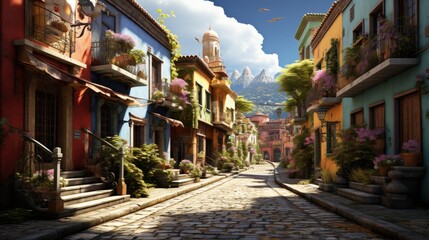 Fototapeta premium A vibrant street scene in a Latin American city