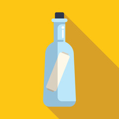 Glass bottle containing a rolled up paper message