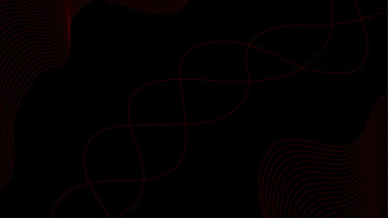 Fantastic red wave line on black background. Technology abstract red lines on black background. Undulate Grey Wave Swirl, frequency sound wave, twisted curve lines with blend effect.	