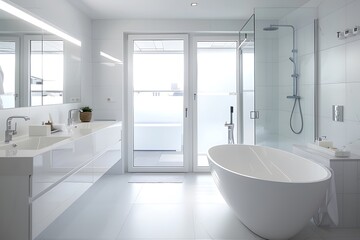 modern bathroom interior with bathtub and sink