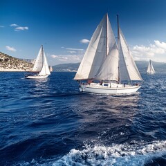 Fototapeta premium sail boats in the sea, AI generated