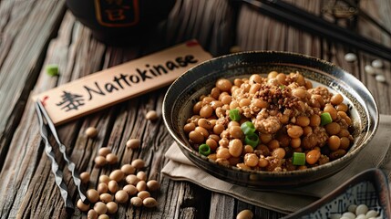 nattokinase in a Japanese dish. Selective focus.