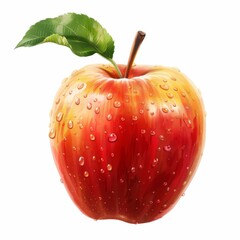 An apple clipart, fruit element, hyper-realistic illustration, vibrant colors, isolated on white background