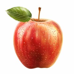 An apple clipart, fruit element, hyper-realistic illustration, vibrant colors, isolated on white background