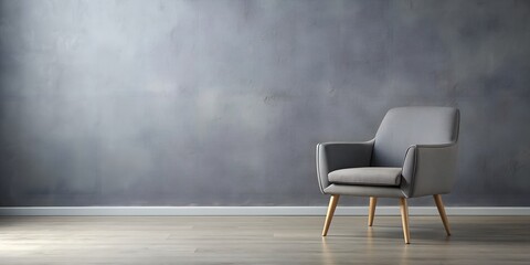 Gray chair in the gray wall background AI Generative