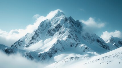 Obraz premium Majestic Snow-Covered Mountain Peak Landscape Photography with Fujifilm GFX 100S Camera