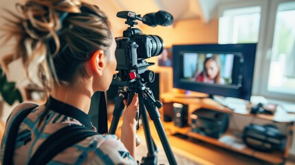 Content Marketing: Social media influencer creating engaging content for brand partnership. Charismatic personality crafting authentic, visually appealing posts to promote products, brand awareness.