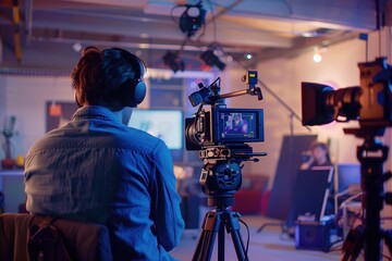 Content Marketing: Videographer filming engaging tutorial video for brand's YouTube channel. Creator capturing high-quality instructional content,  product features, usage to educate, inspire viewers.