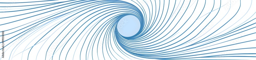 Poster blue line pattern, simple spiral and vortex lines on a white background in a minimalist style. a fla
