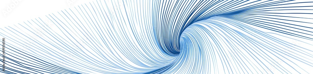 Poster blue line pattern, simple spiral and vortex lines on a white background in a minimalist style. a fla