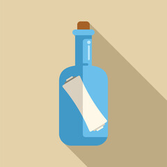 Classic message in a bottle is floating and waiting to be found by a lonely soul