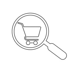 Glass searching for shopping on smart phone. Online shopping icon