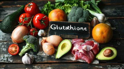 foods rich in glutathione on the table. Selective focus.