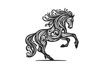 Minimal, Stylish Modern Trendy Creative Vector Silhouette of  Horse illustrations