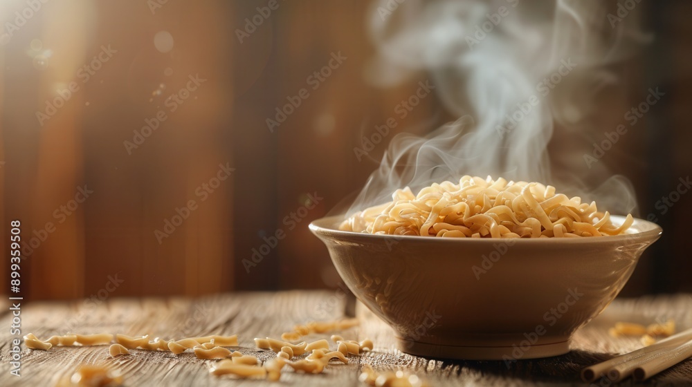 Aufkleber a steaming bowl of instant noodles is served, creating a warm and inviting atmosphere perfect for en